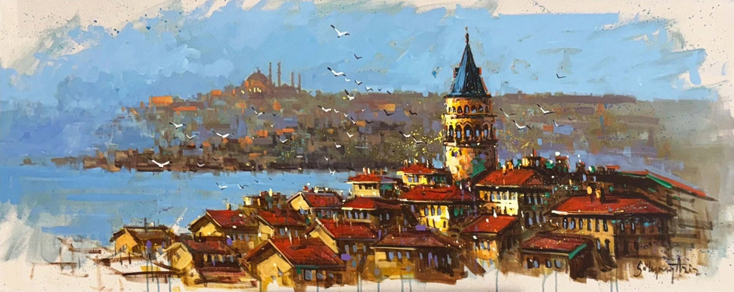 Galata’dan İstanbul’a Bakış Yağlı Boya Tablosu