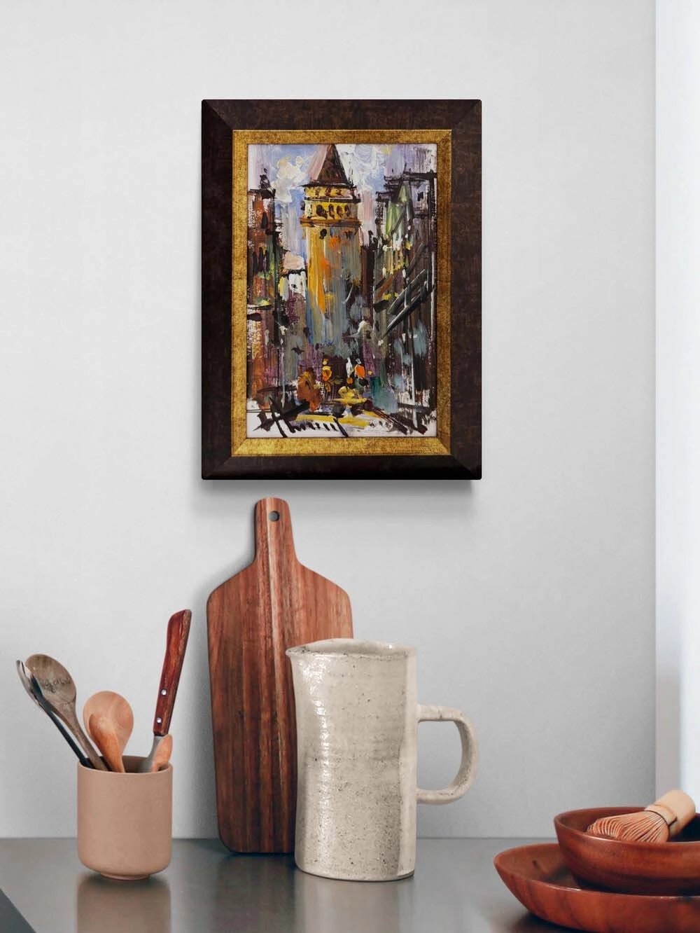 Galata’ya Çıkan Sokak Yağlı Boya Tablosu