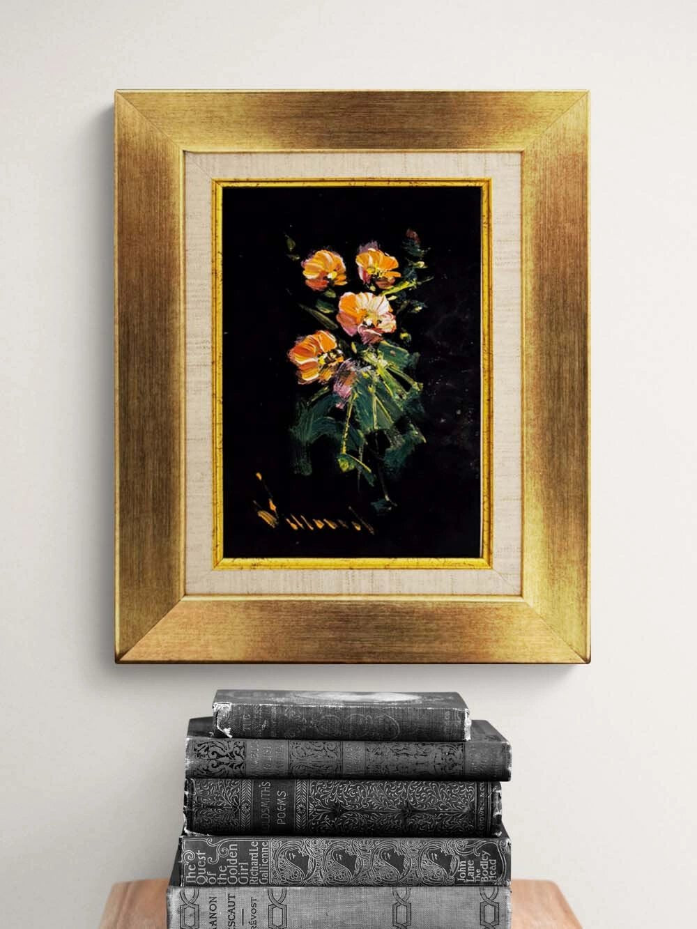 Gecenin Kalbinde Çiçek Yağlı Boya Tablosu