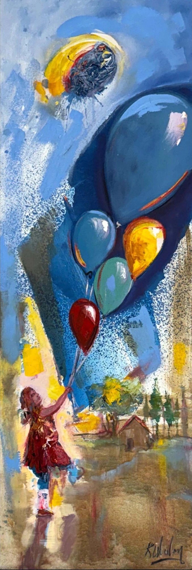 Gökyüzüne Dokunan Çocuk Yağlı Boya Tablosu