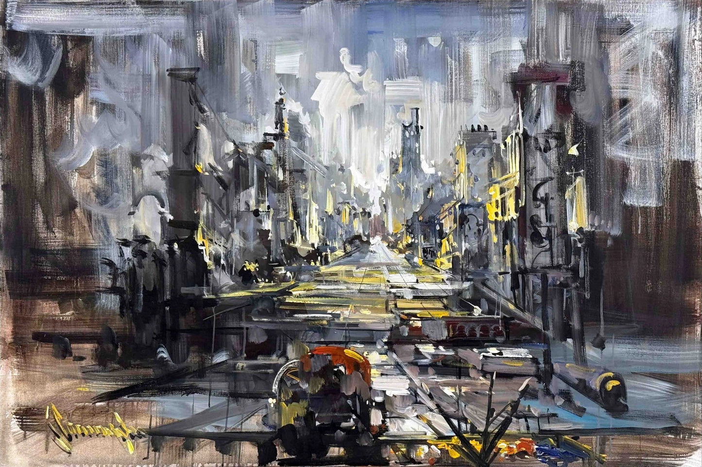 Gri Metropol Yağlı Boya Tablosu