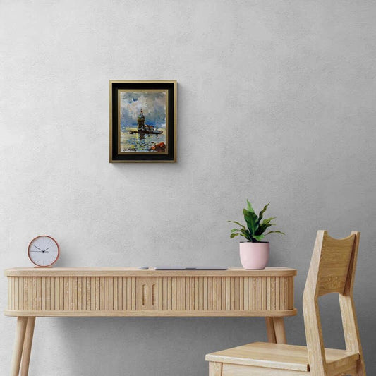 Günbatımında Kız Kulesi Yağlı Boya Tablosu