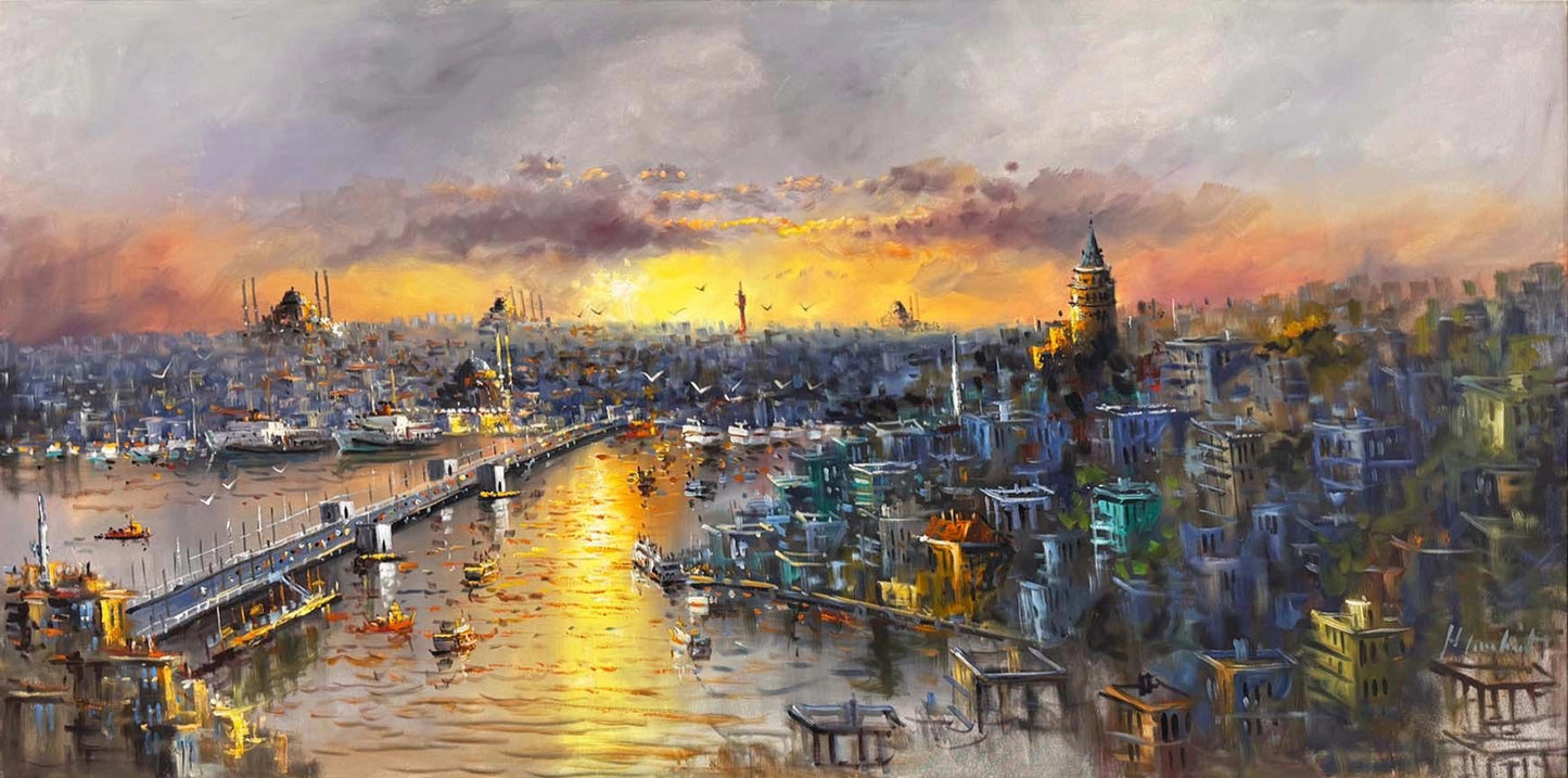 Haliç’in Altın Saati Yağlı Boya Tablosu