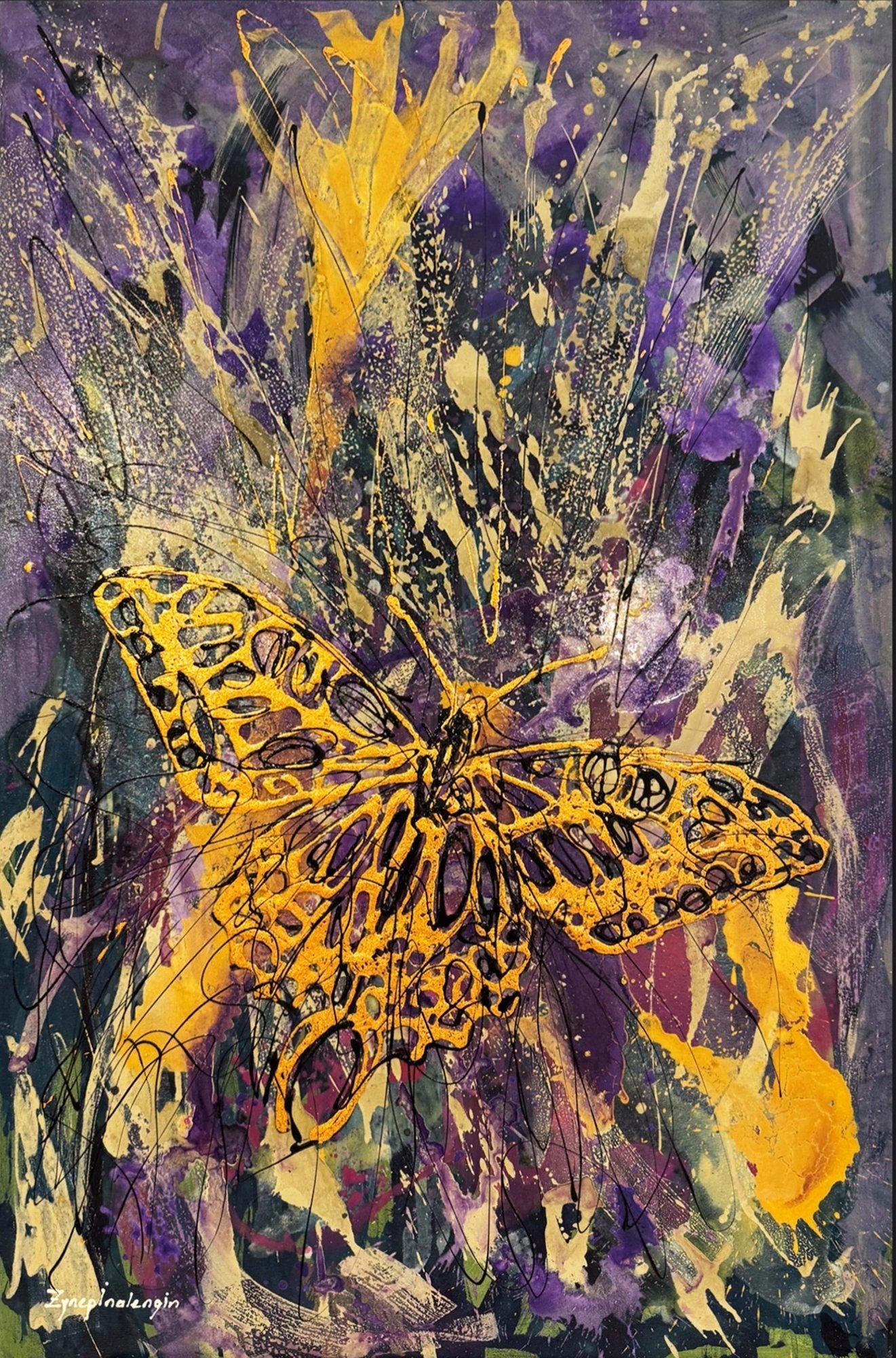 Hayalden Gerçeğe Kelebek Yağlı Boya Tablosu