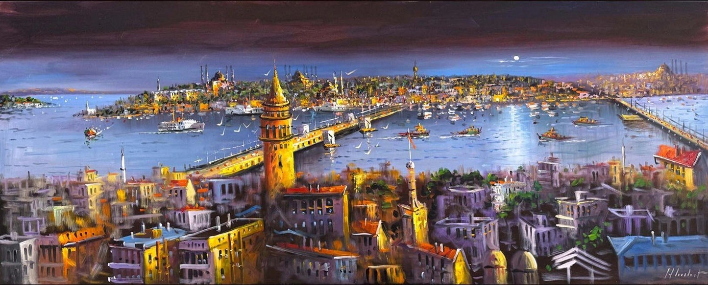 İstanbul Boğazın Işığı Yağlı Boya Tablosu