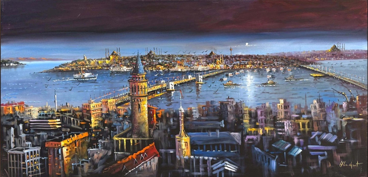 İstanbul Boğazının Kalbi Yağlı Boya Tablosu
