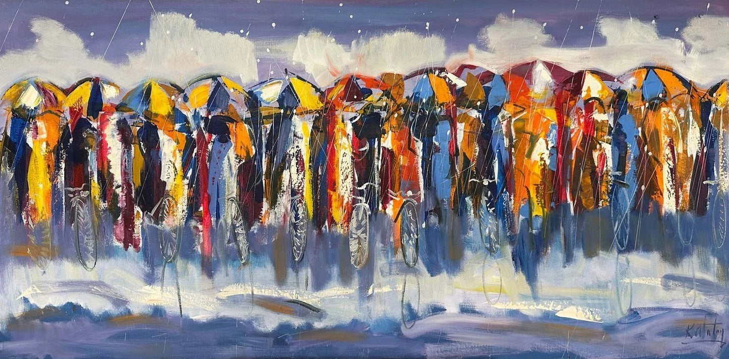 İzler ve Şemsiyeler Yağlı Boya Tablosu