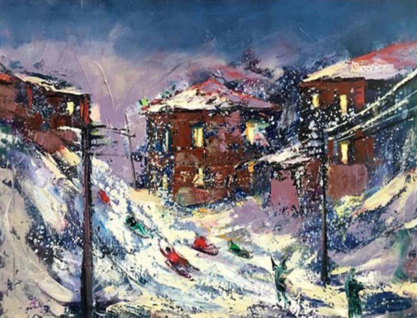 Kar Neşesi Yağlı Boya Tablosu