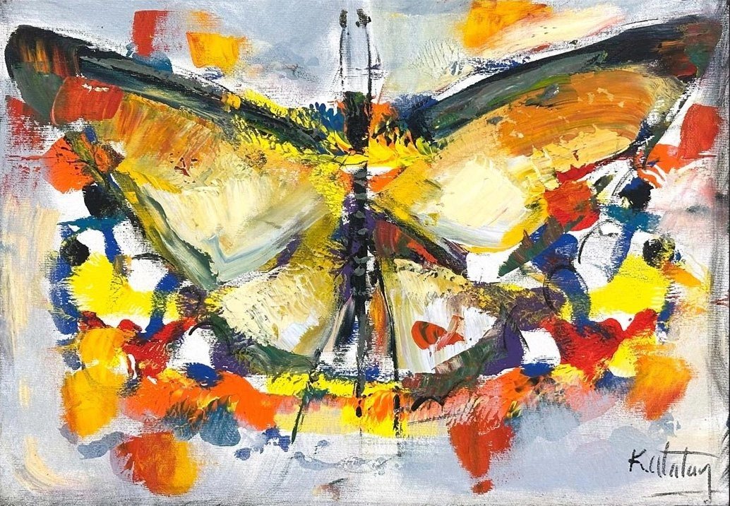 Kelebeğin Renkleri Yağlı Boya Tablosu