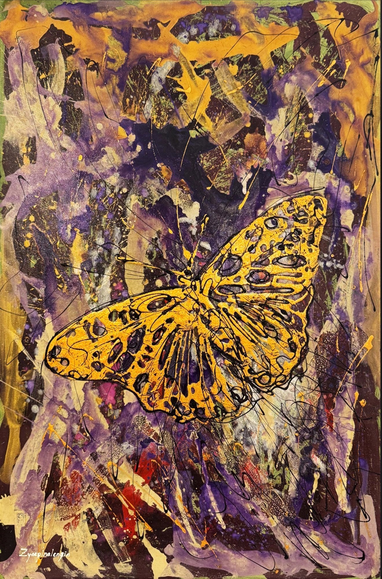 Kelebeğin Sonsuzluk Hali Yağlı Boya Tablosu