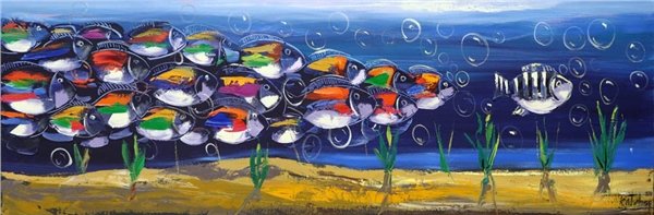 Kılavuz Balığının İçinde Yağlı Boya Tablosu