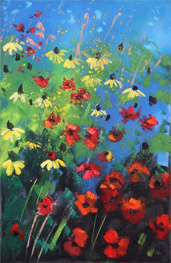 Kır Çiçekleri Yağlı Boya Tablosu