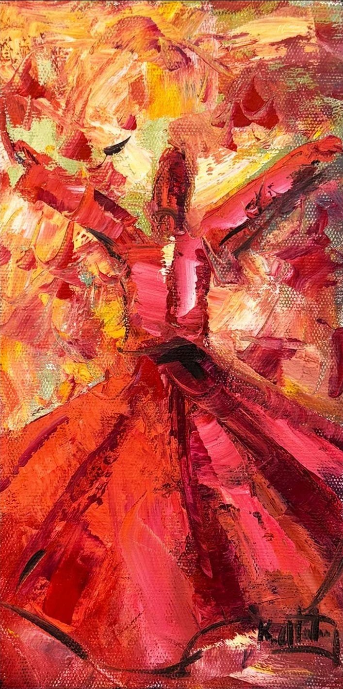 Kırmızı ve Semazen Yağlı Boya Tablosu