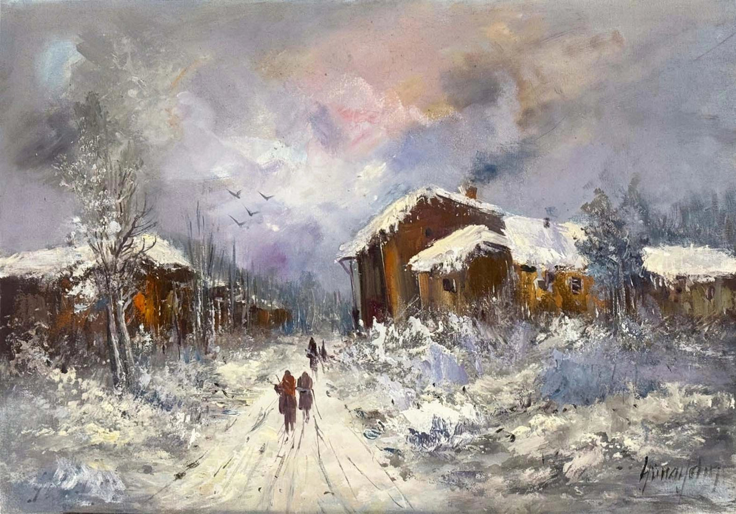 Kışa Yürüyen Sessizlik Yağlı Boya Tablosu