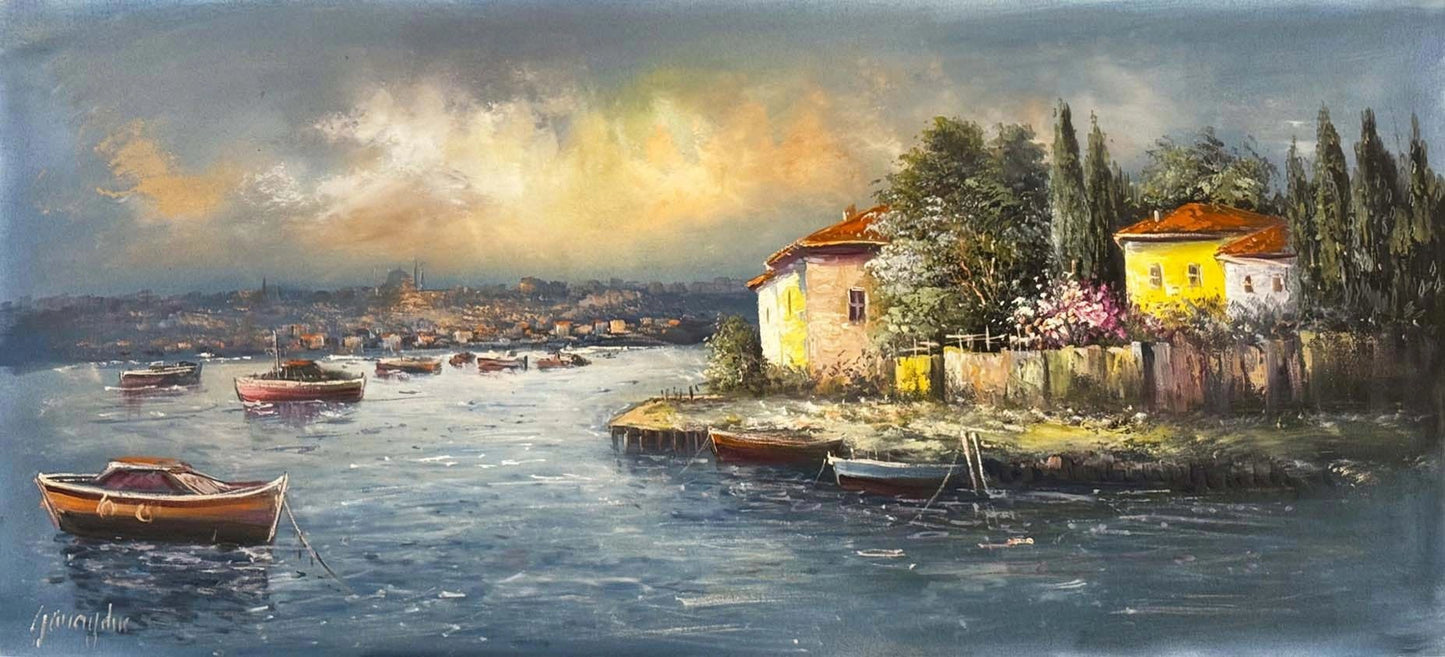 Kıyıya Vuran Sükunet Yağlı Boya Tablosu