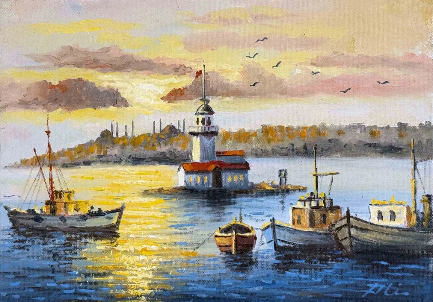 Kız Kulesi Yağlı Boya Tablosu