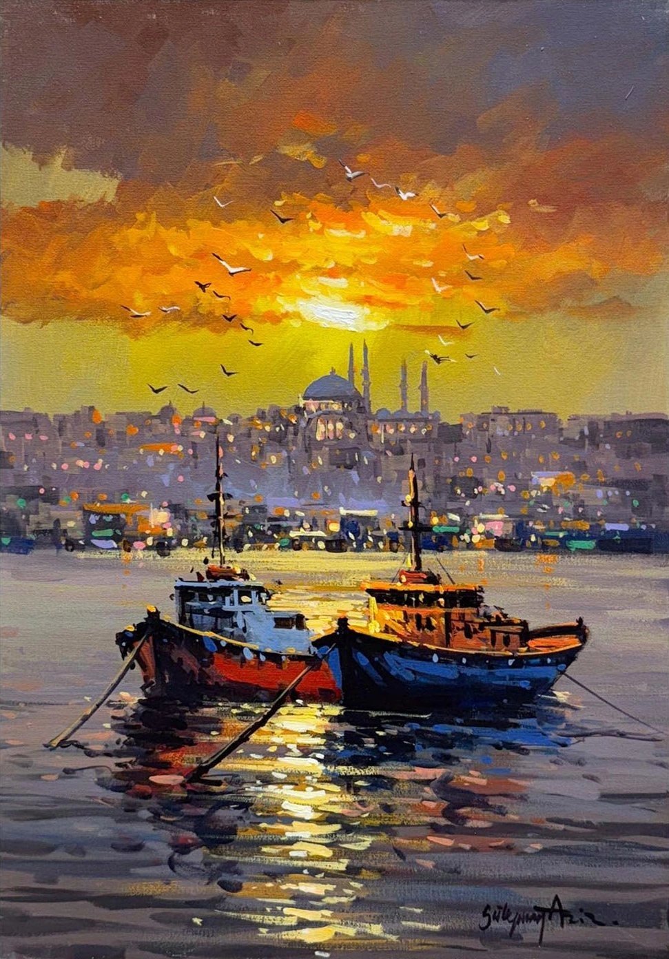 Kızıl Gökyüzü Yağlı Boya Tablosu