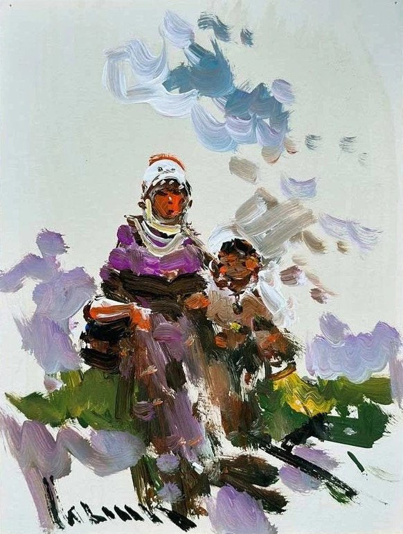 Köy Kadınları ve Toprak Yağlı Boya Tablosu