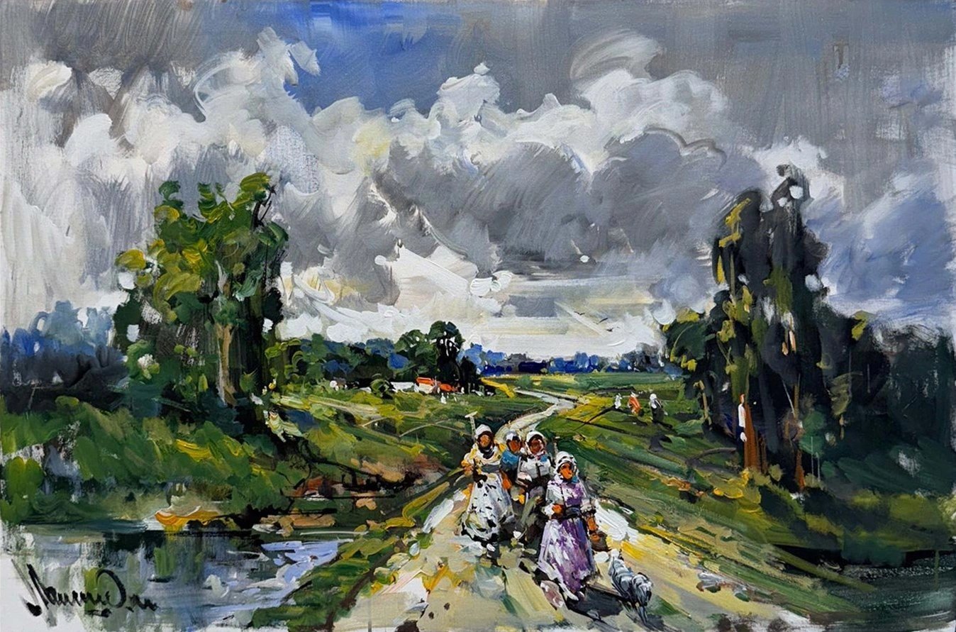 Köyde Akşamüstü Yağlı Boya Tablosu