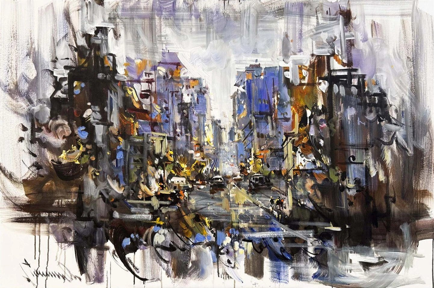 Kozmopolik Bir Şehir Yağlı Boya Tablosu