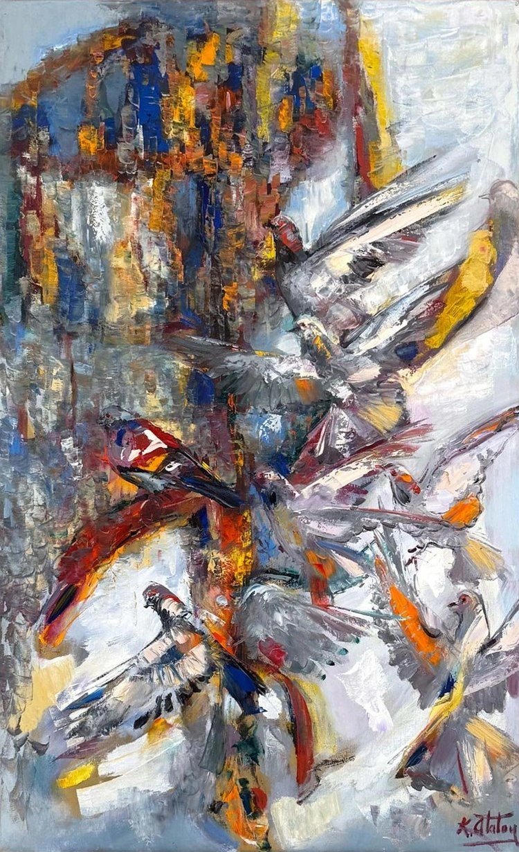 Kuşların Düşü Yağlı Boya Tablosu