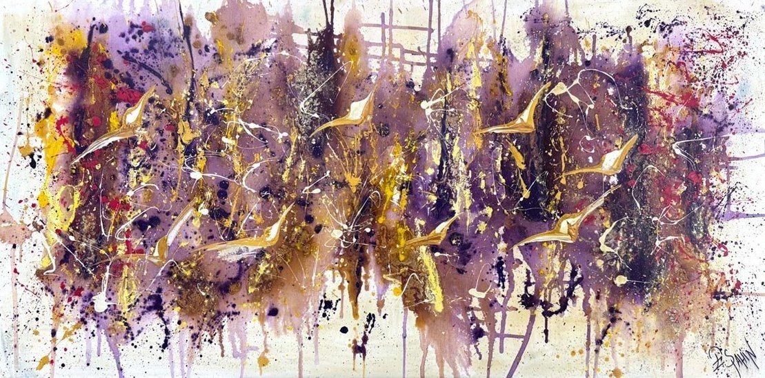 Kuşlarla Yansımalar Yağlı Boya Tablosu