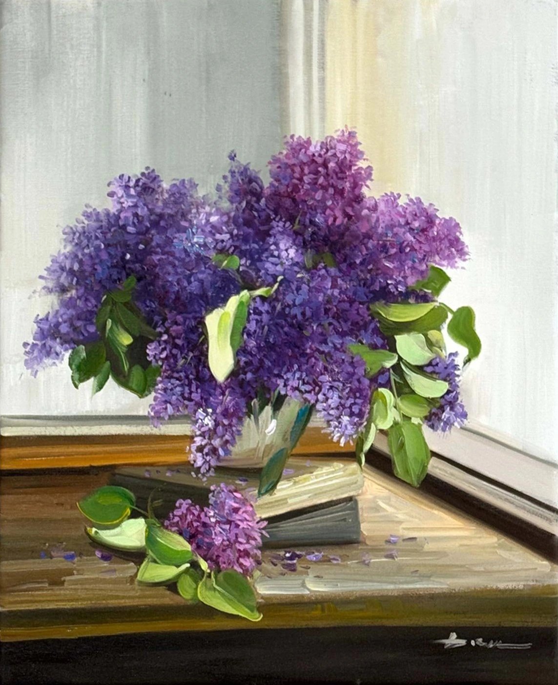 Leylakların Arasında Yağlı Boya Tablosu