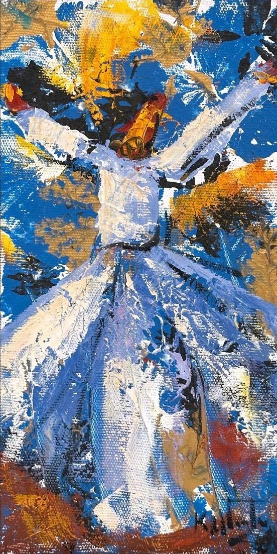 Mavi Derviş Yağlı Boya Tablosu