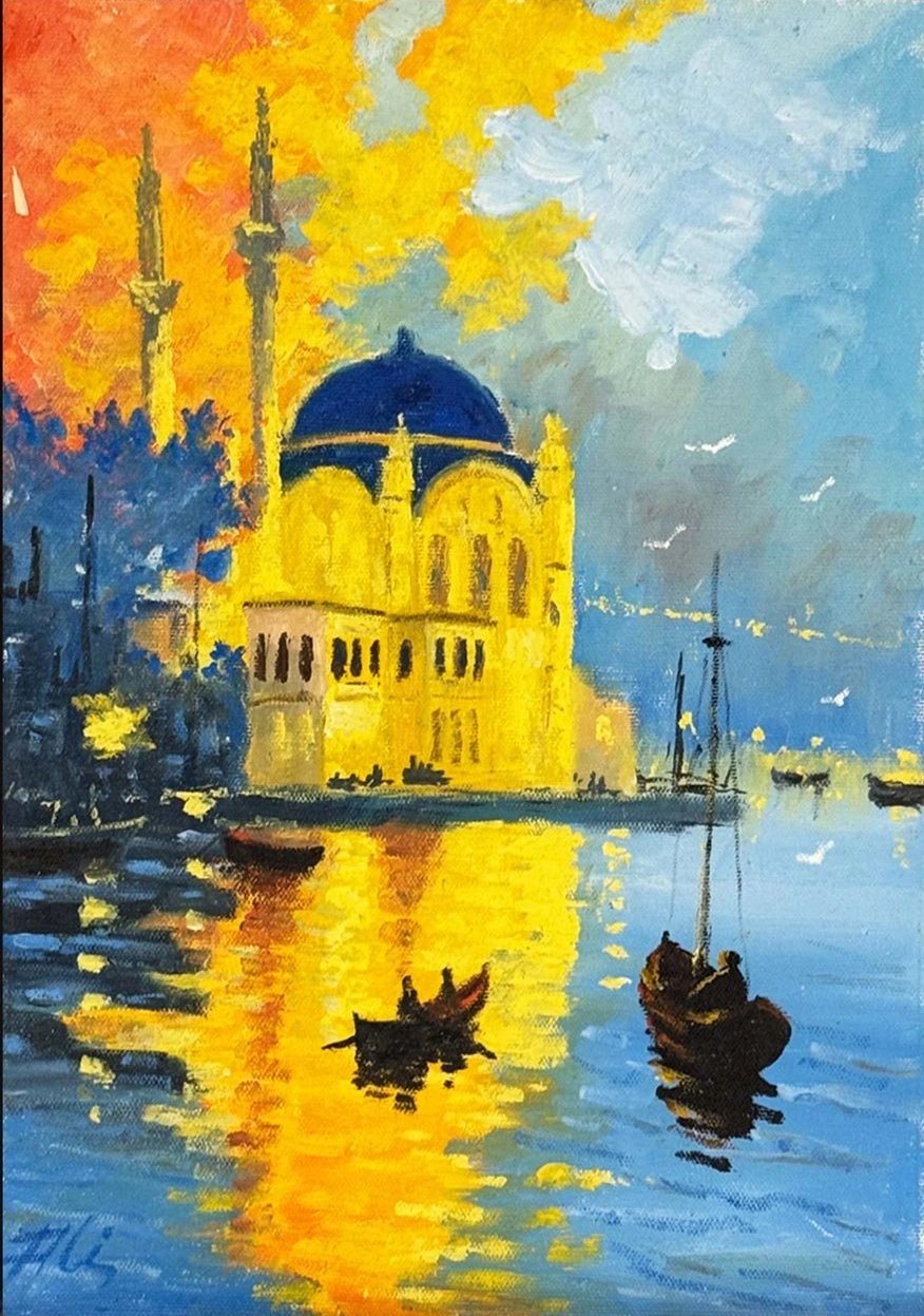 Mavi Suların Kıyısında Yağlı Boya Tablosu