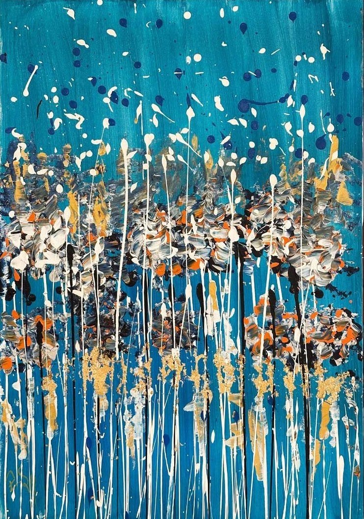 Mavi Yankı Yağlı Boya Tablosu