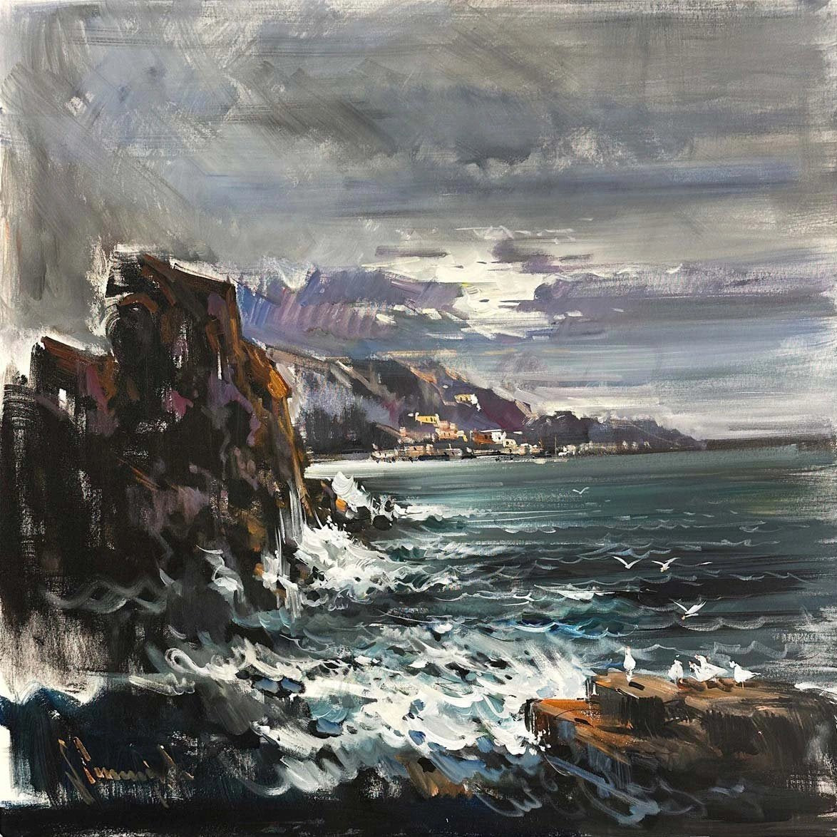 Mavinin Kıyısında Yağlı Boya Tablosu