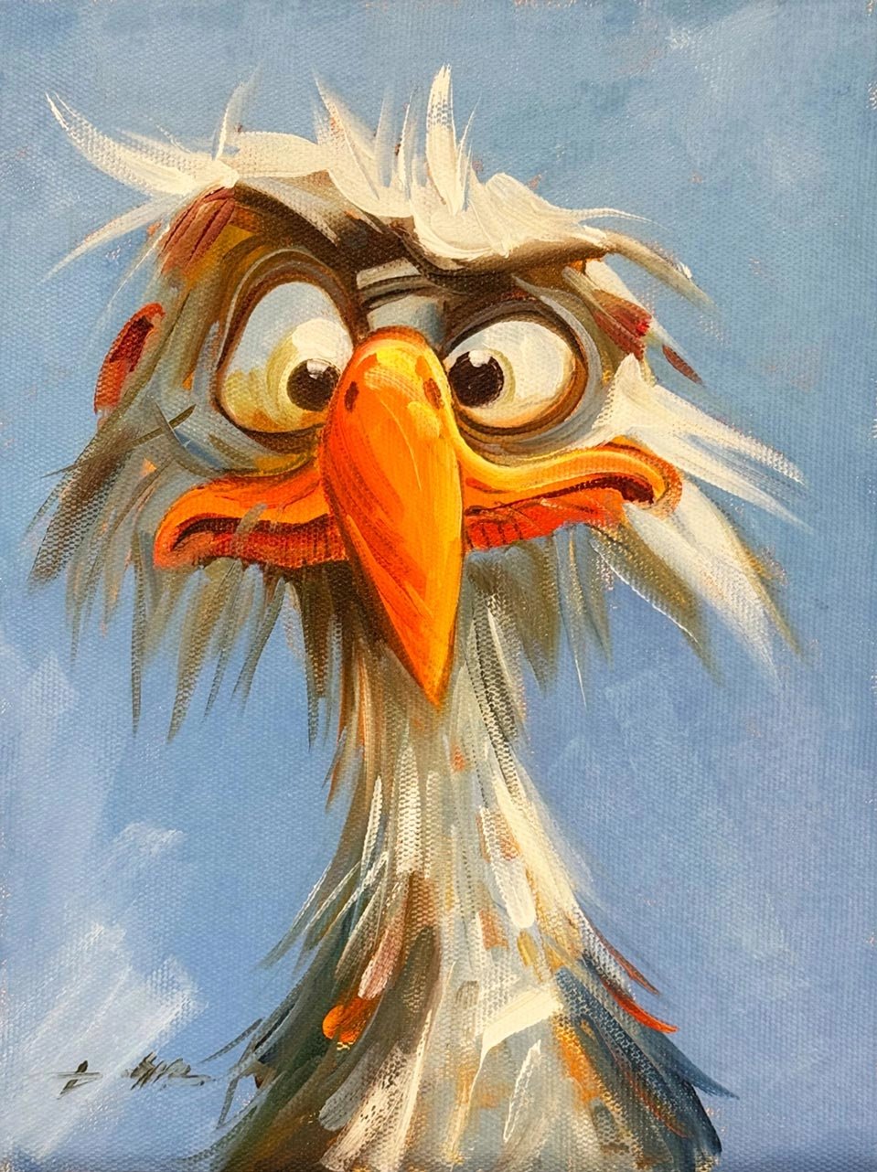 Meraklı Kuş Yağlı Boya Tablosu