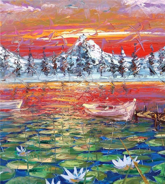 Su Güzeli Nilüferler Yağlı Boya Tablosu Simurg Sanatevi