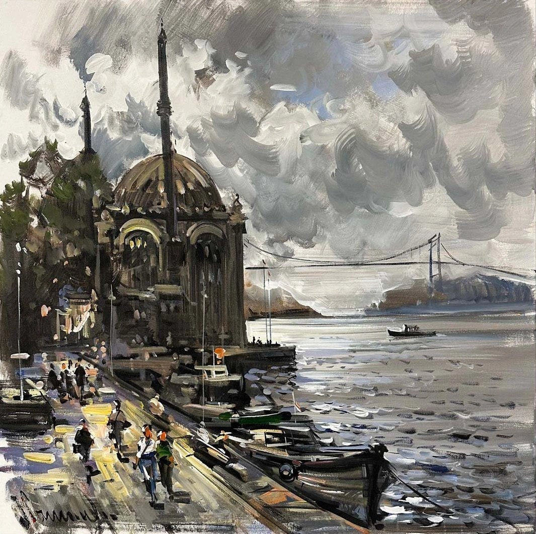 Ortaköy’de Bir Pazar Yağlı Boya Tablosu