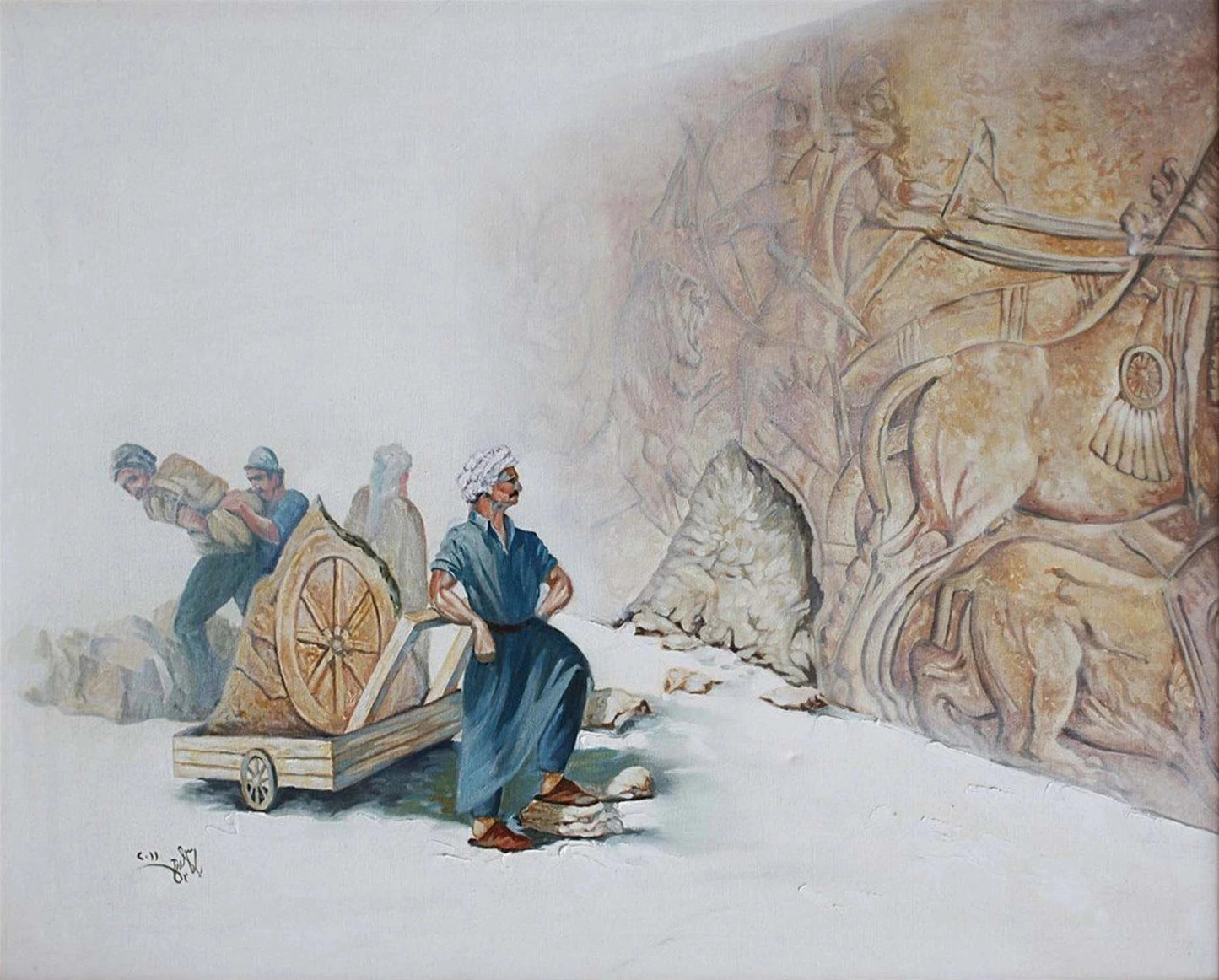 Piramitte Çalışmak Yağlı Boya Tablosu