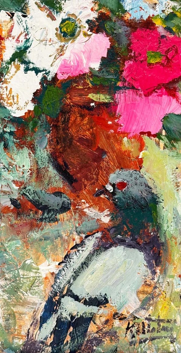 Renklerde Güvercin Yağlı Boya Tablosu