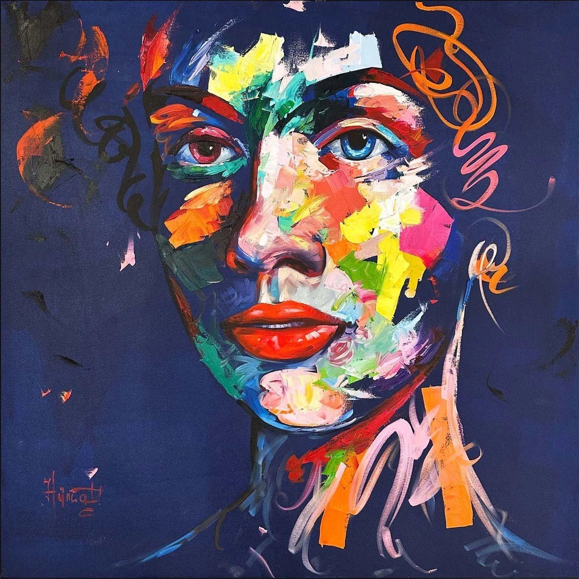 Renklerin İçindeki Kadın Yağlı Boya Tablosu