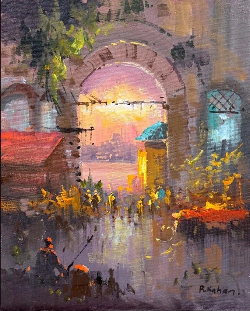 Renkli Sokaklar Yağlı Boya Tablosu