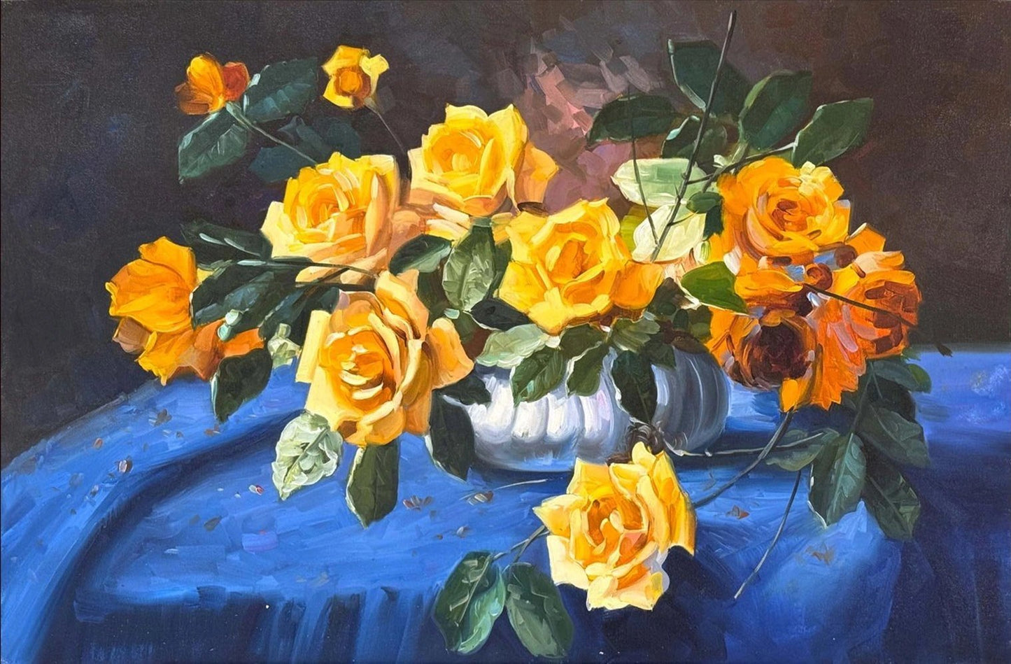 Sarı Güllerin Kokusu Yağlı Boya Tablosu
