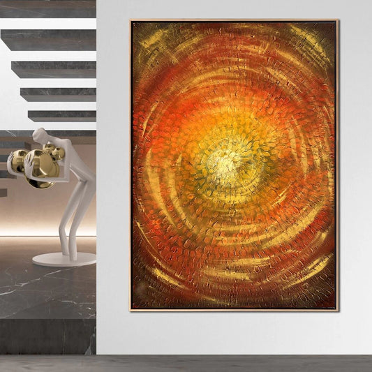 Sarı Yansımalar Siparişe Özel Soyut Yağlı Boya Tablo