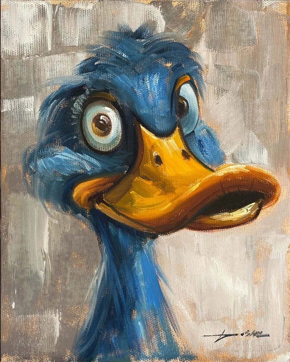 Şaşkın Ördek Yavrusu Yağlı Boya Tablosu