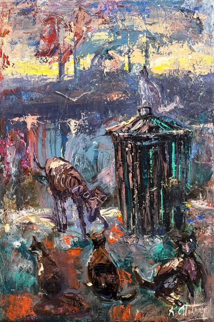 Şehrin Sessiz Tanıkları Yağlı Boya Tablosu