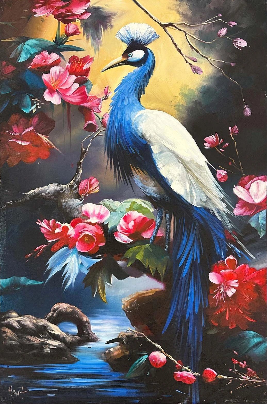 Tavus Kuşu ve Kayıp Bahar Yağlı Boya Tablosu