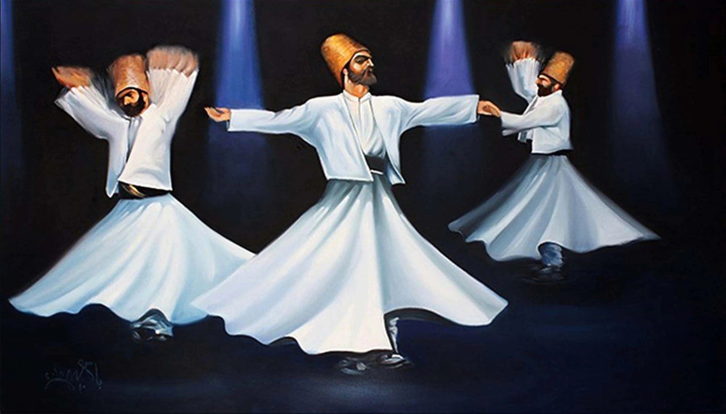 Üç Derviş Semazen Yağlı Boya Tablosu
