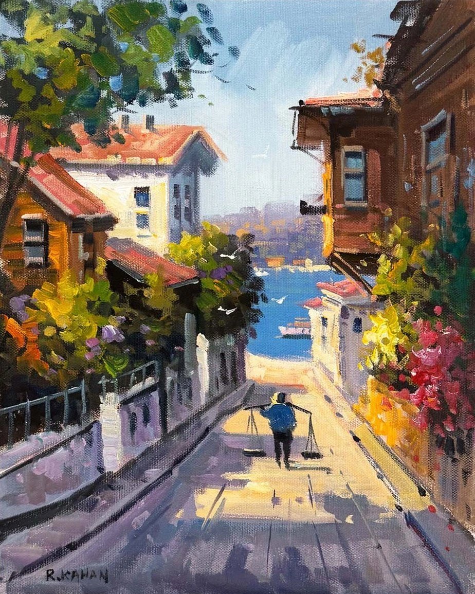 Üsküdar Sokakları Yağlı Boya Tablosu