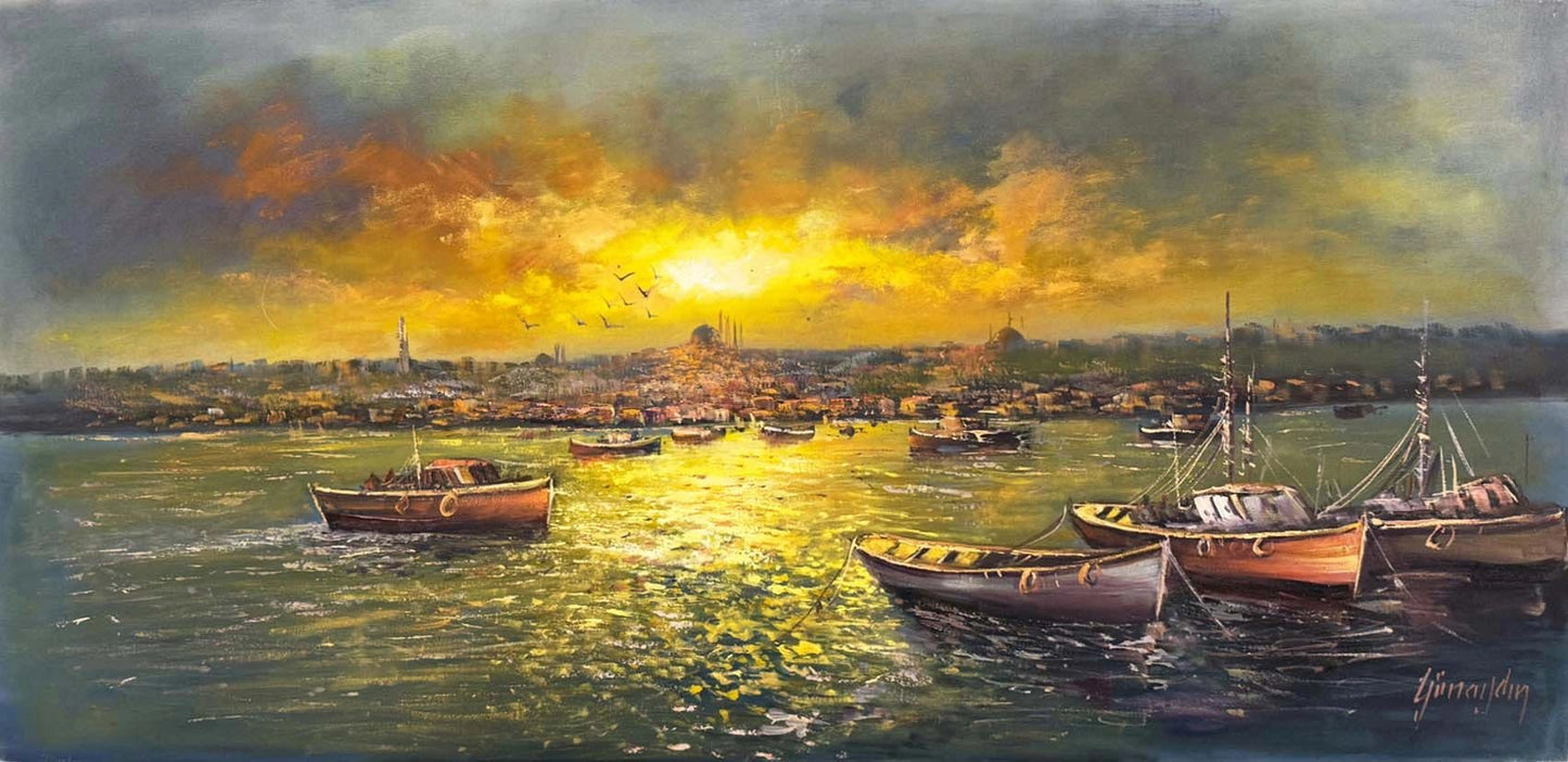 Zamana Karşı İstanbul Yağlı Boya Tablosu