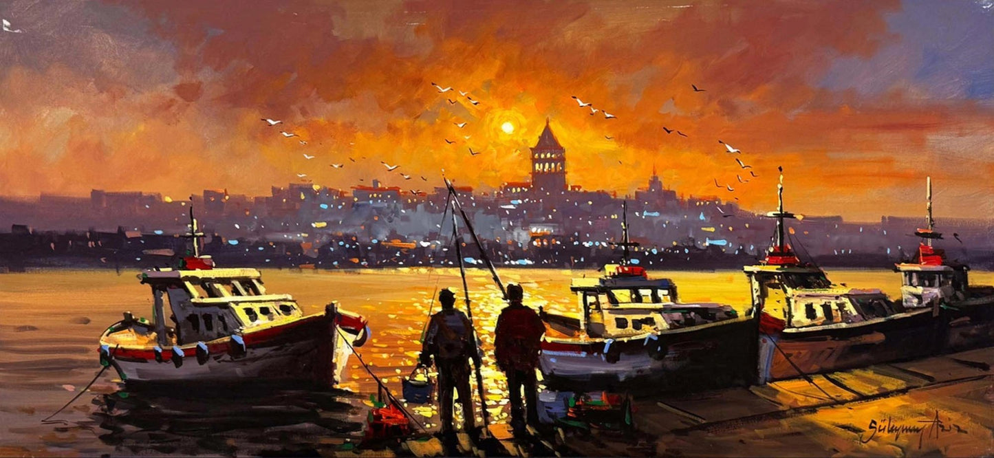 Zamanın Akışında Boğaz Yağlı Boya Tablosu