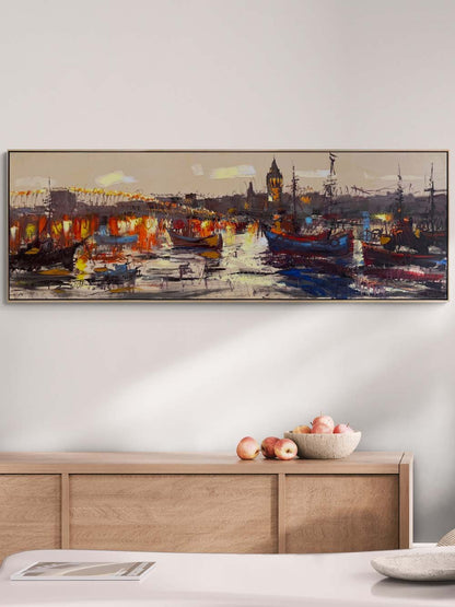 Boğazın Modern Işıltısı Yağlı Boya Tablosu