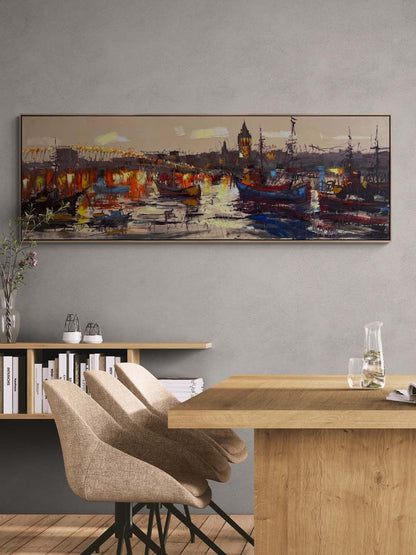 Boğazın Modern Işıltısı Yağlı Boya Tablosu