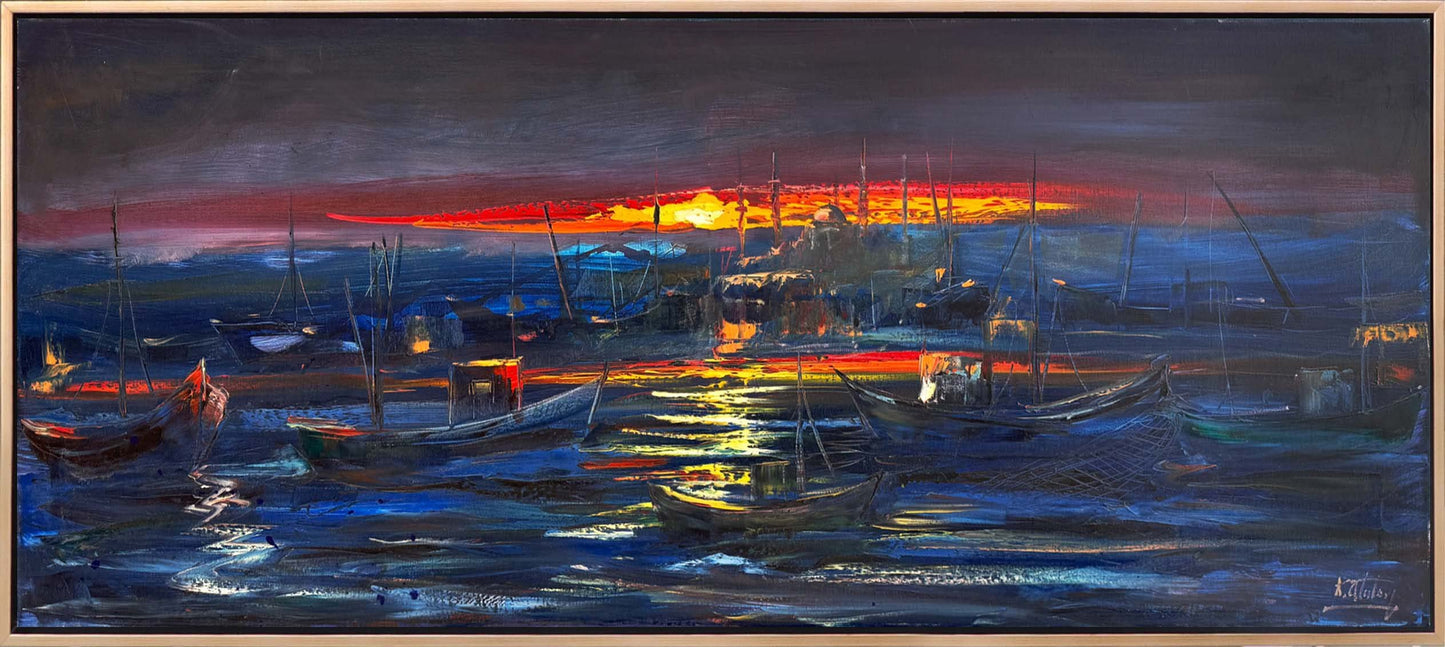 Boğazda Bir Gece Yağlı Boya Tablosu